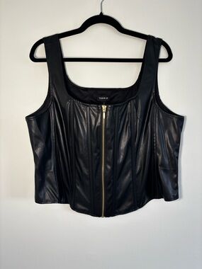 torrid Black Faux Leather Front Zip Corset Tank